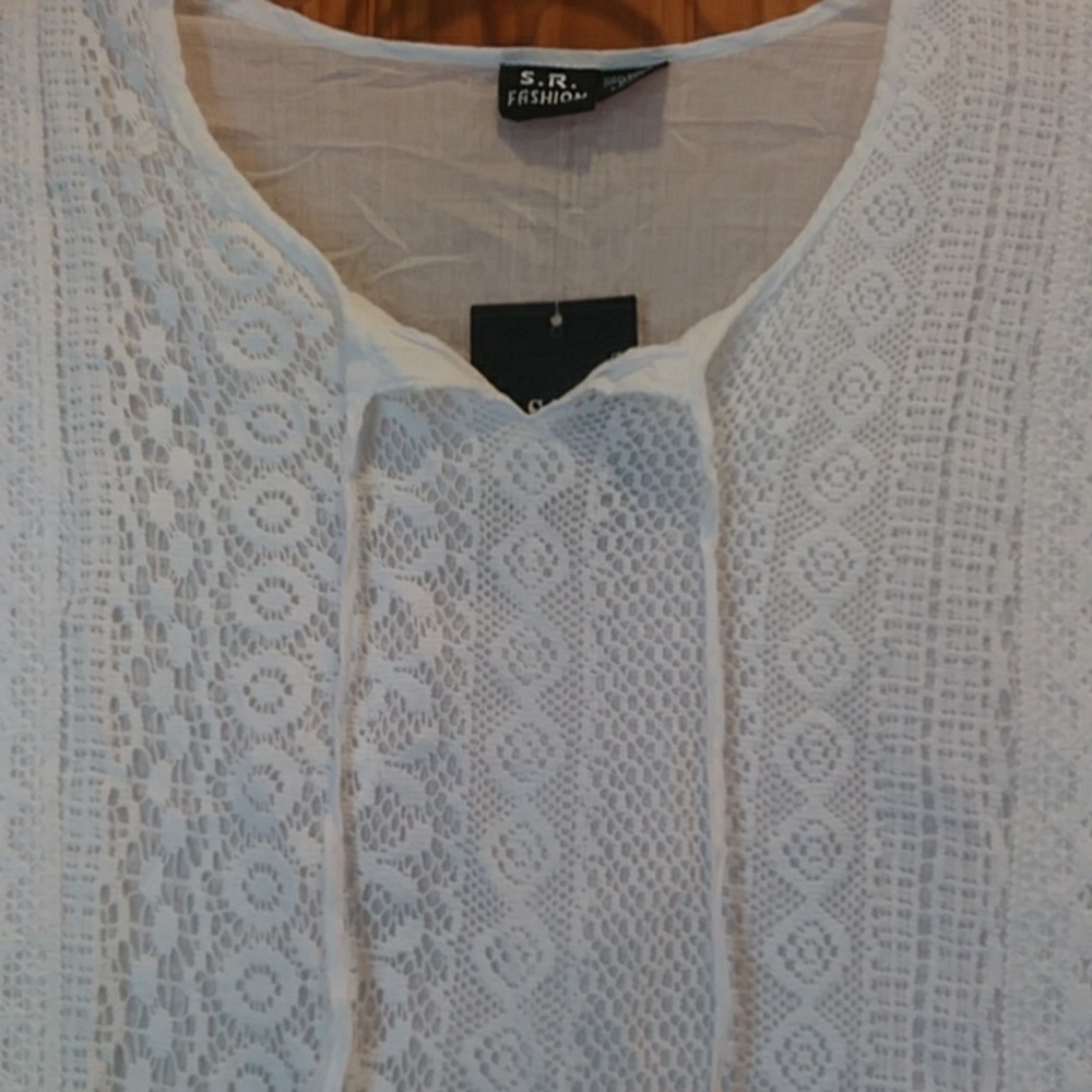 XXL Lace Short Sleeve Top with drawstring bottom S R Fashion